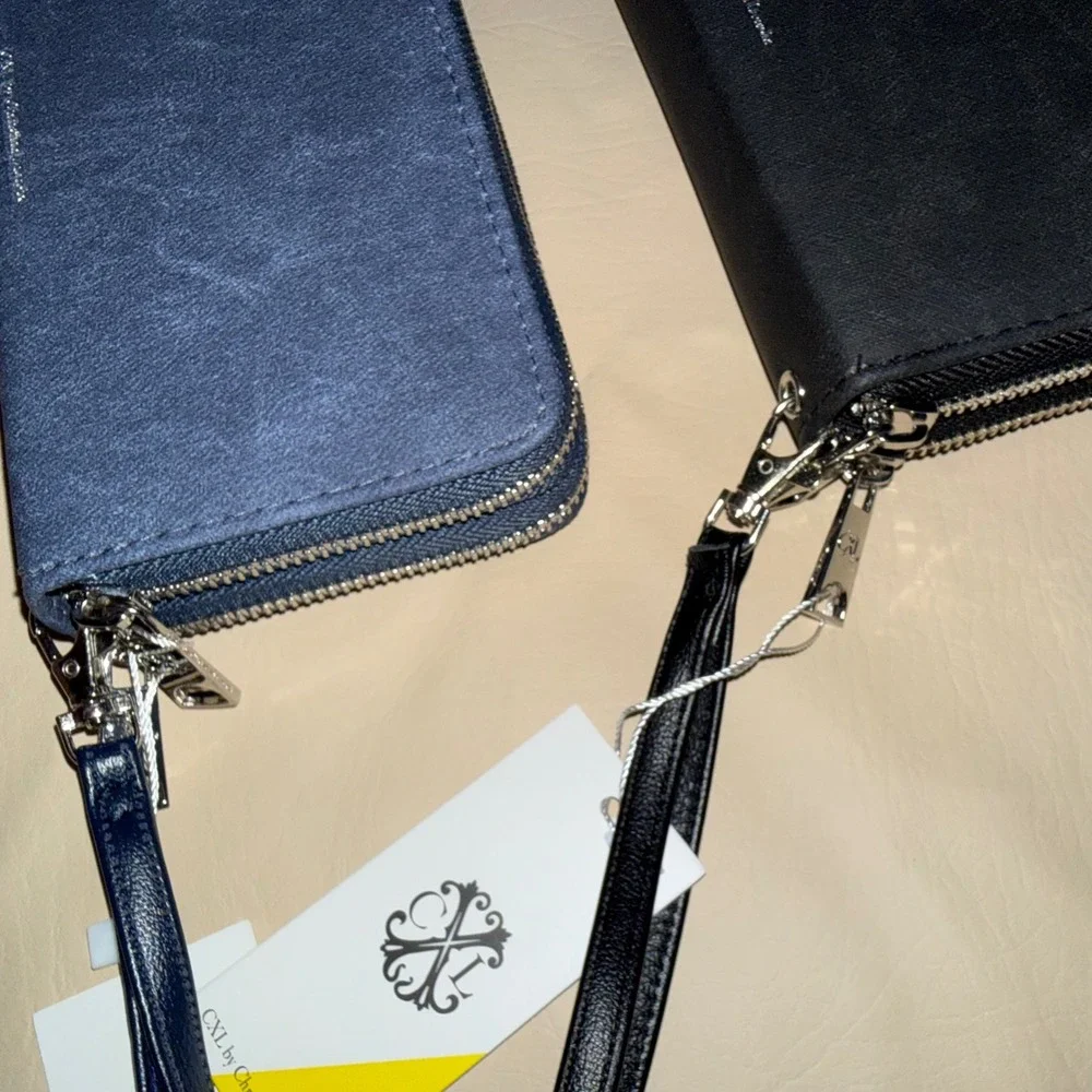CXL Christian Lacroix Ames PU Denim Double Zipper Wallet Wristlet NWT